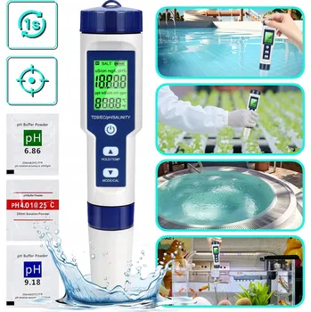 DIGITÁLNÍ MĚŘIČ PH 5-V-1 TESTER KVALITY VODY, MĚŘIČ PH, DO BAZÉNU