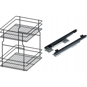 Odpadkový koš Cargo koš do spodní skříňky 60 cm 600 Grafit 2 patra s tlumením dovírání Rejs montáž pod panty