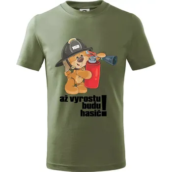 Chlapecké tričko Až vyrostu budu hasič - Tričko dětské bavlněné - 134 cm/8 let ( Khaki )