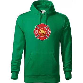 Pánská mikina Fire department logo červené - Mikina pánská Cape s kapucí - 4XL ( Středně zelená )