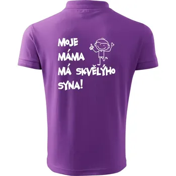 Pánská košile Moje máma má skvělýho syna - Polokošile pánská Pique Polo 203 - XL ( Fialová )