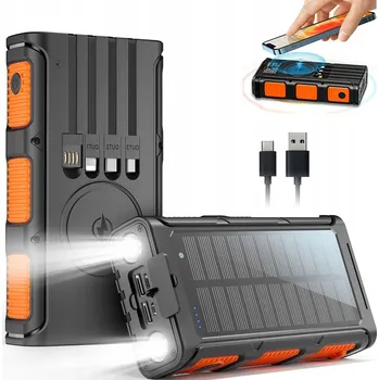 Powerbanka Bezdrátová nabíječka Powerbanka 20000mAh se 4 vestavěnými kabely, 6 výstupy a 3 vstupy