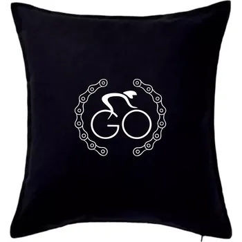 Polštář Logo cyklisty a řetěz - Polštář 50x50 - 50x50 - Včetně výplně ( Černá )