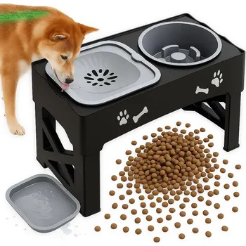 Miska pro psa Zpomalovací miska pro psy, kovová, černá, 2,00 l, sada dvou misek