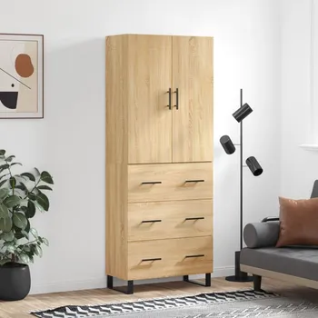 přebalovací pult a komoda Skříň highboard dub sonoma 69,5 x 34 x 180 cm kompozitní dřevo Hnědá3195870