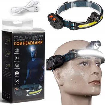 Čelovka ČELOVKA AKUMULÁTOROVÁ ČELOVÁ SVÍTILNA VÝKONNÁ LED COB SENZOR + KABEL