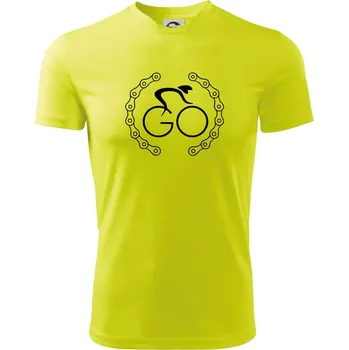 Chlapecké tričko Logo cyklisty a řetěz - Dětské triko sportovní (dresovina) - 122 cm/6 let ( Neonově žlutá )