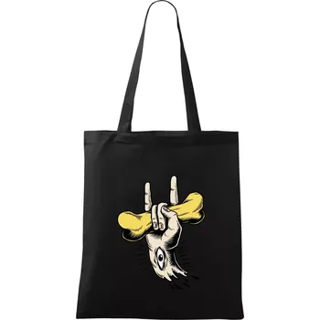 Nákupní taška Rocková ruka kost a oko - Taška bavlněná - 42 x 38 cm ( Černá )