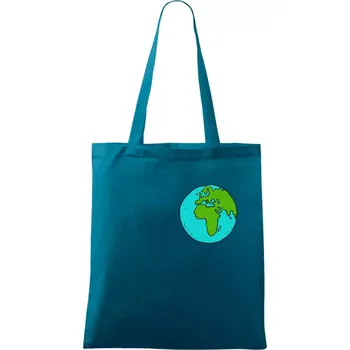 Planeta na prsu - Afrika a Evropa - Taška bavlněná - 42 x 38 cm ( Petrolejová )