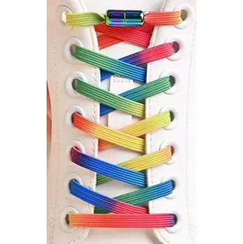 Tkaničky do bot ECARLA tkaničky do bot elastické, bez zavazování Duhové 2ks