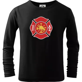 Chlapecké oblečení Fire department logo červené - Triko dětské Long Sleeve - 134 cm/8 let ( Černá )