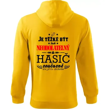 Pánská mikina Je těžké být tak neodolatelný - hasič - Mikina s kapucí na zip trendy zipper - S ( Žlutá )