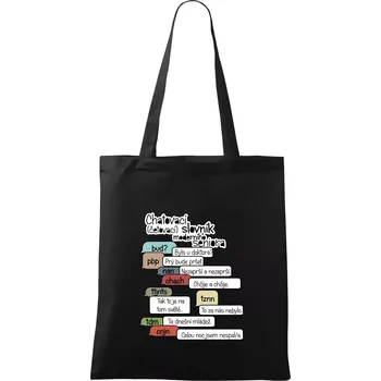 Nákupní taška Chatovací slovník moderního seniora (Běžící češtinář) - Taška bavlněná - 42 x 38 cm ( Černá )