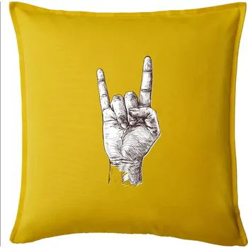 Polštář Rocková ruka kreslená - Polštář 50x50 - 50x50 - Pouze potah ( Žlutá )
