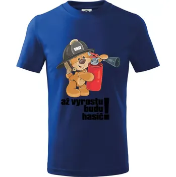 Chlapecké tričko Až vyrostu budu hasič - Tričko dětské bavlněné - 98 cm / 2 roky ( Královská modrá )