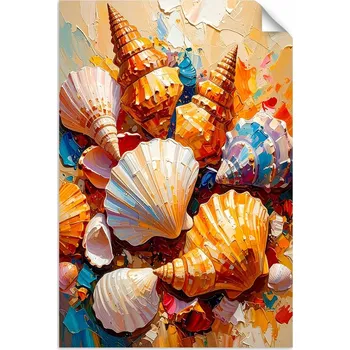 Obraz SAMOLEPKA NA NÁBYTEK do OBÝVACÍHO POKOJE LOŽNICE KUCHYNĚ Barevné Mořské Mušle 100x150 cm
