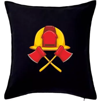 Polštář Hasičská helma a sekera - Polštář 50x50 - 50x50 - Pouze potah ( Černá )