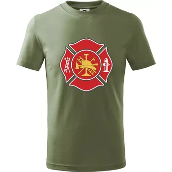 Dětská móda Fire department logo červené - Tričko dětské bavlněné - 104-110cm / 3-4 roky ( Khaki )