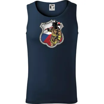 Hasič erb - Česká vlajka - Tílko pánské Core - XL ( Námořní modrá (velmi tmavá - téměř černá) )