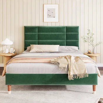 Postel Dřevěná manželská postel Arhatreya 140x200 cm zeleň