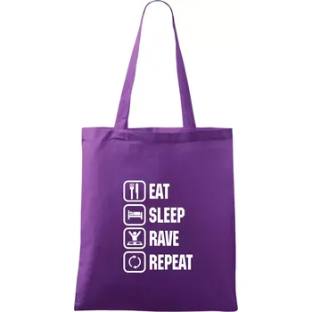 Eat sleep rave repeat - Taška bavlněná - 42 x 38 cm ( Fialová )