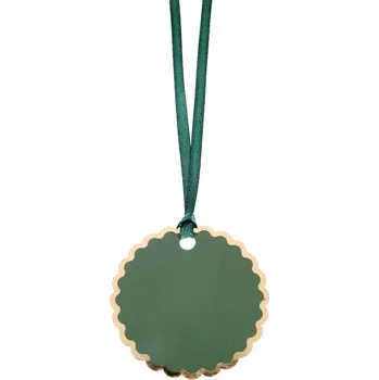 Jmenovka na stůl Santex Jmenovky se stuhou vroubkované kulaté zelené 5 cm 6 ks