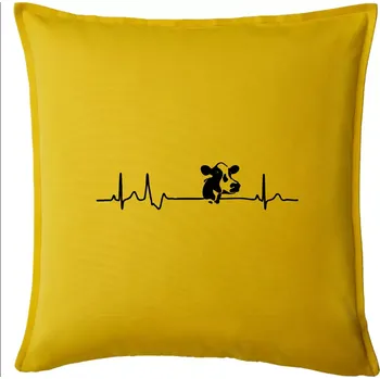 Polštář Kráva EKG - Polštář 50x50 - 50x50 - Pouze potah ( Žlutá )