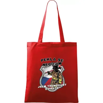 Nákupní taška Hasič jsem trénovaný z práce - Taška bavlněná - 42 x 38 cm ( Červená )