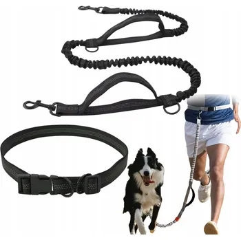 Vodítko pro psa VODÍTKO ELASTICKÉ PRO BĚHÁNÍ S TLUMIČEM NÁRAZŮ BEDERNÍ PÁS REFLEXNÍ SILNÉ