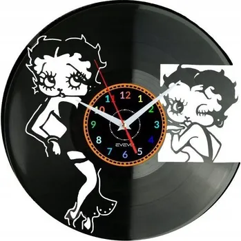 Hodiny BETTY BOOP NÁSTĚNNÉ HODINY Z VINYLOVÉ DESKY DÁREK PAMÁTKA K NAROZENINÁM PRO NI