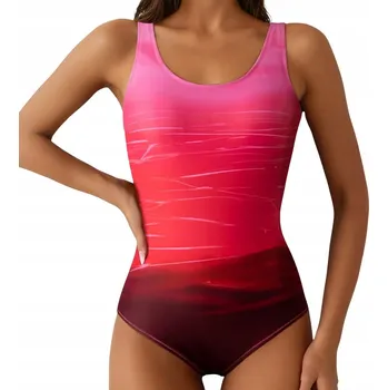 Dámské plavky JEDNODÍLNÉ PLAVKY ZEŠTÍHLUJÍCÍ SPORTOVNÍ KOSTÝM ČERVENÝ L