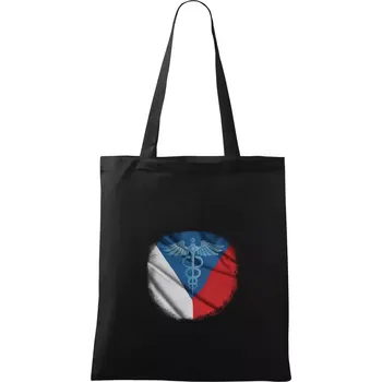 Nákupní taška Hrdinové zdravotnictví - Česká vlajka (Pecka design) - Taška bavlněná - 42 x 38 cm ( Černá )