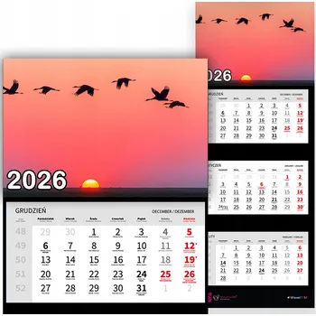 Obraz Nástěnný Kalendář Trojdílný 2026 PTÁCI PŘI ZÁPADU Slunce Jako Dárek Vzory