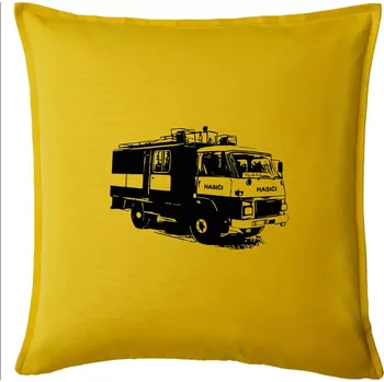 Polštář Hasičské auto Hasiči - Polštář 50x50 - 50x50 - Včetně výplně ( Žlutá )