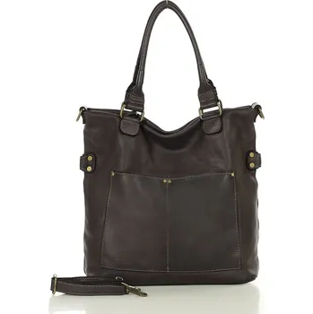 Kabelka Tmavě hnědá kožená kabelka MARCO MAZZINI v7e Velikost: ONE SIZE