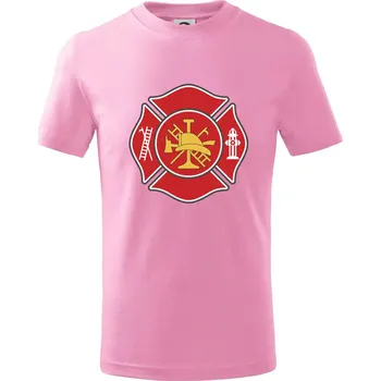 Chlapecké oblečení Fire department logo červené - Tričko dětské bavlněné - 122 cm/6 let ( Růžová )