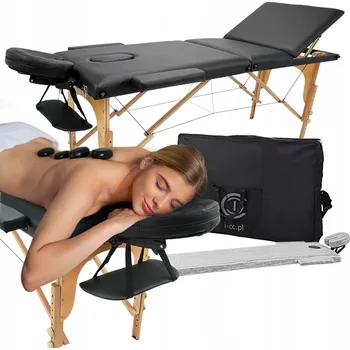Masážní stůl Skládací masážní stůl dřevěný i-coucou černý