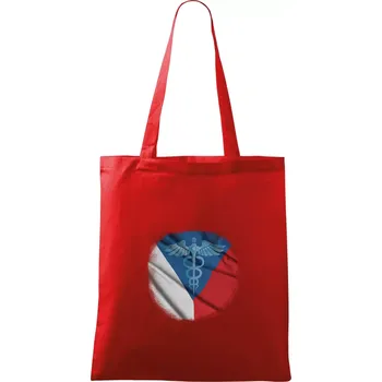 Nákupní taška Hrdinové zdravotnictví - Česká vlajka (Pecka design) - Taška bavlněná - 42 x 38 cm ( Červená )
