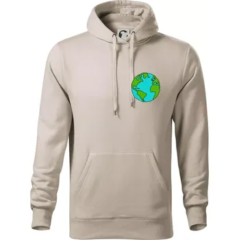 Pánská mikina Planeta na prsu - Amerika a Afrika - Mikina pánská Cape s kapucí - 5XL ( Ledově šedá )