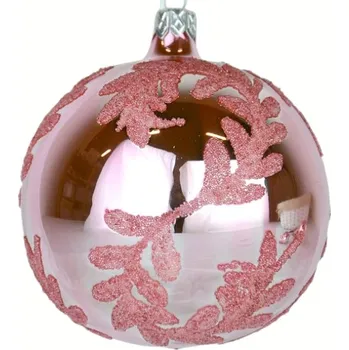 Vánoční ozdoba GOBA Ozdoba vánoční Růžový lesk - koule 8 cm