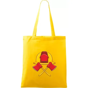 Nákupní taška Hasičská helma a sekera - Taška bavlněná - 42 x 38 cm ( Žlutá )