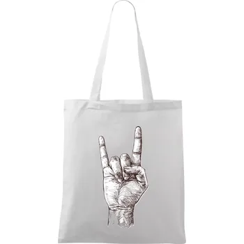 Rocková ruka kreslená - Taška bavlněná - 42 x 38 cm ( Bílá )