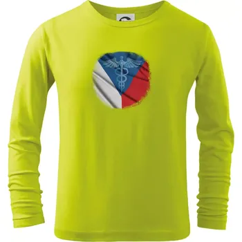 Dětská móda Hrdinové zdravotnictví - Česká vlajka (Pecka design) - Triko dětské Long Sleeve - 104-110cm / 3-4 roky ( Limetková )