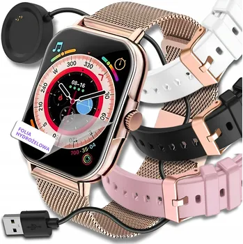 Hodinky Chytré Hodinky ZeeTech Dámské hodinky polština hovory EKG 4 řemínky + sklo zlaté