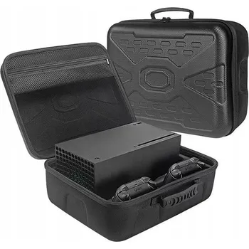 Herní konzole POUZDRO KUFŘÍK NA CESTY, ZESÍLENÝ KUFR PRO KONZOLI XBOX SERIES X A DVA PADY