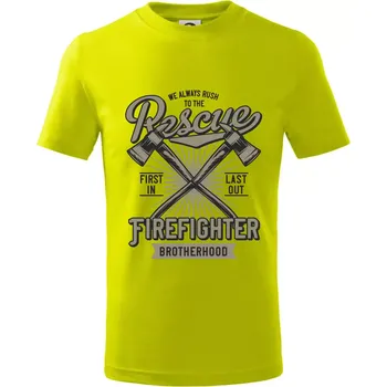 Rescue Firefighter - Tričko dětské bavlněné - 98 cm / 2 roky ( Limetková )