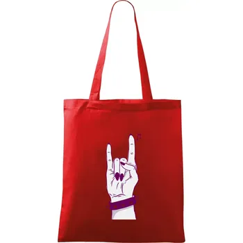 Nákupní taška Rocková ruka dámská - Taška bavlněná - 42 x 38 cm ( Červená )