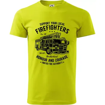 Pánské tričko Fire Fighters Truck - Klasické pánské triko vyšší gramáže - L ( Limetková )