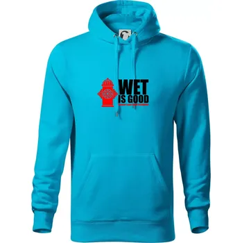 Pánská mikina Wet is good - Mikina pánská Cape s kapucí - S ( Světlý tyrkys )
