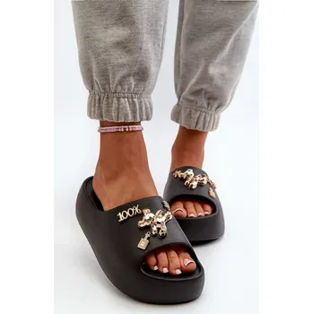 Dámské polobotky Dámské lehké pěnové pantofle se zdobením, Black Orchia Velikost: 40/41